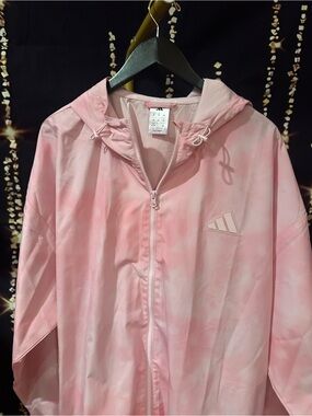 adidas Women's Light Pink Hooded Windbreaker Jacket